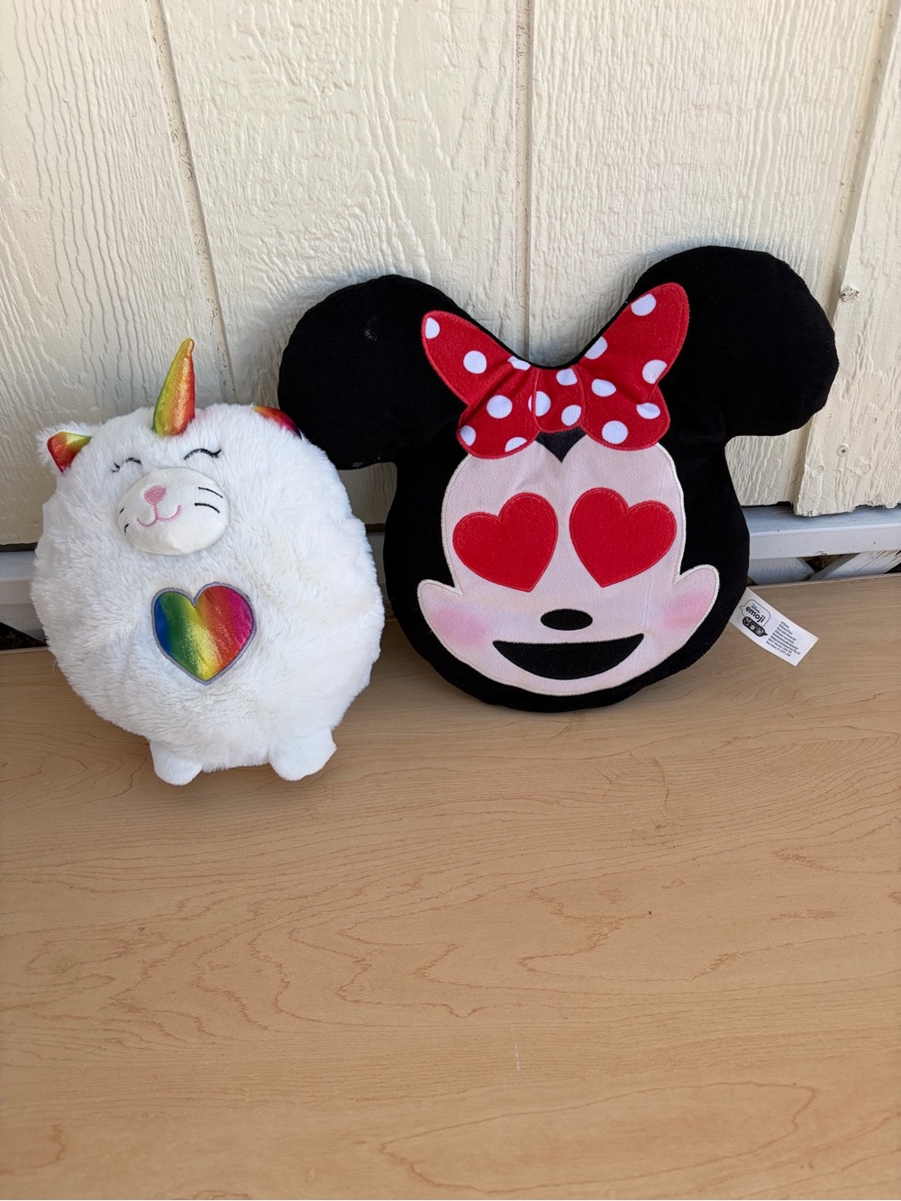 Mini mouse pillow and unicorn plushie